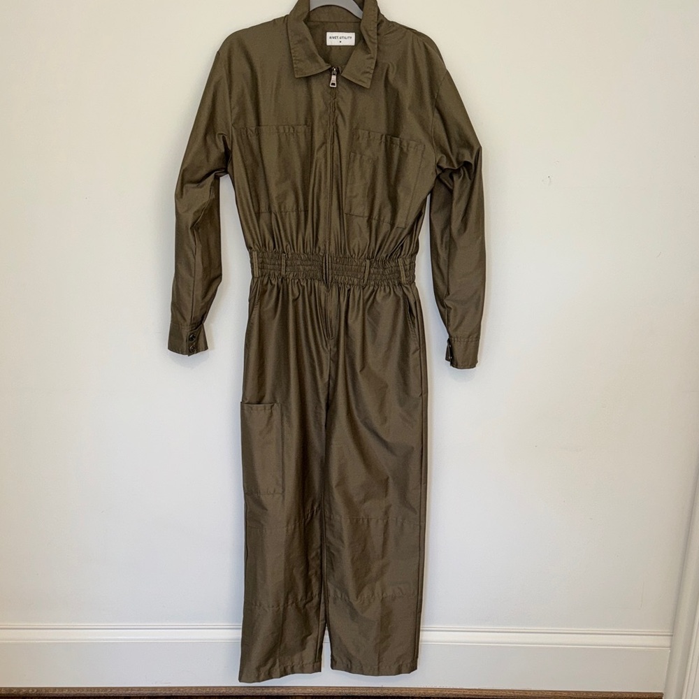 Rivet Utility Artist Long Sleeve Olive Green Jumpsuit Sz M